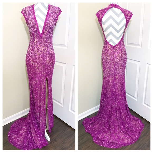 Jasz Couture Dresses & Skirts - Jasz Couture | Purple Lace Open Back Prom Dress 6